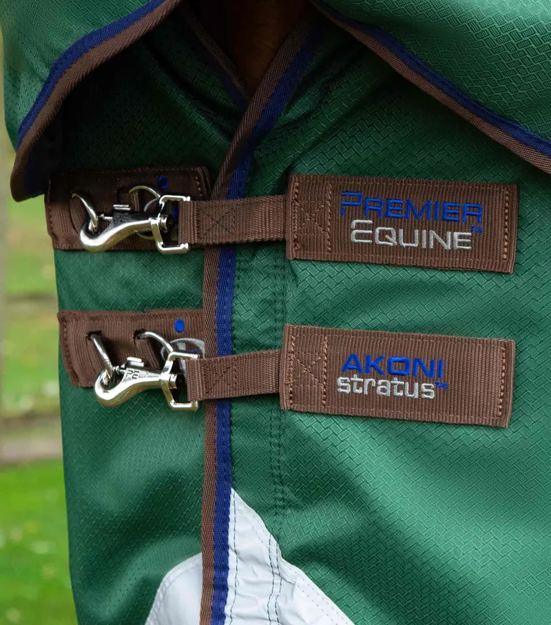 Premier Equine Akoni 0g Turnout Rug with Classic Neck Cover - Green-2