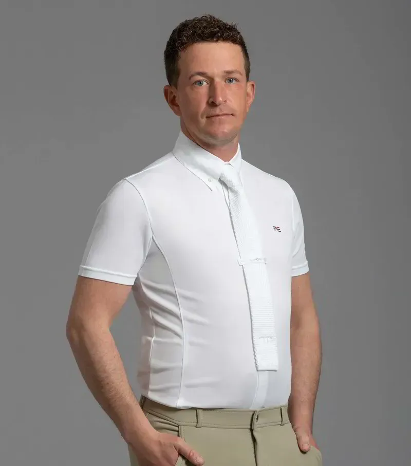 Premier Equine Men's Antonio Short Sleeve Show Shirt - White-2