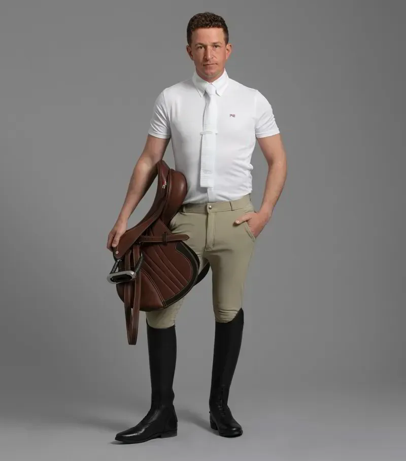 Premier Equine Men's Antonio Short Sleeve Show Shirt - White-3