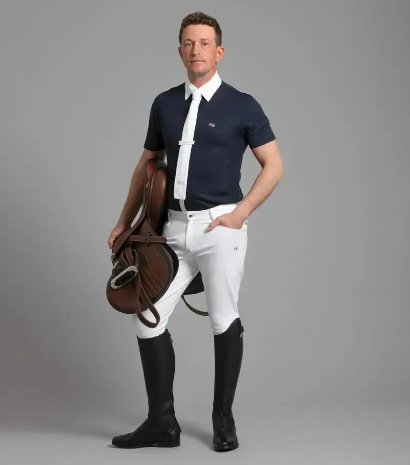 Premier Equine Mens Antonio Short Sleeve Show Shirt - Navy-2
