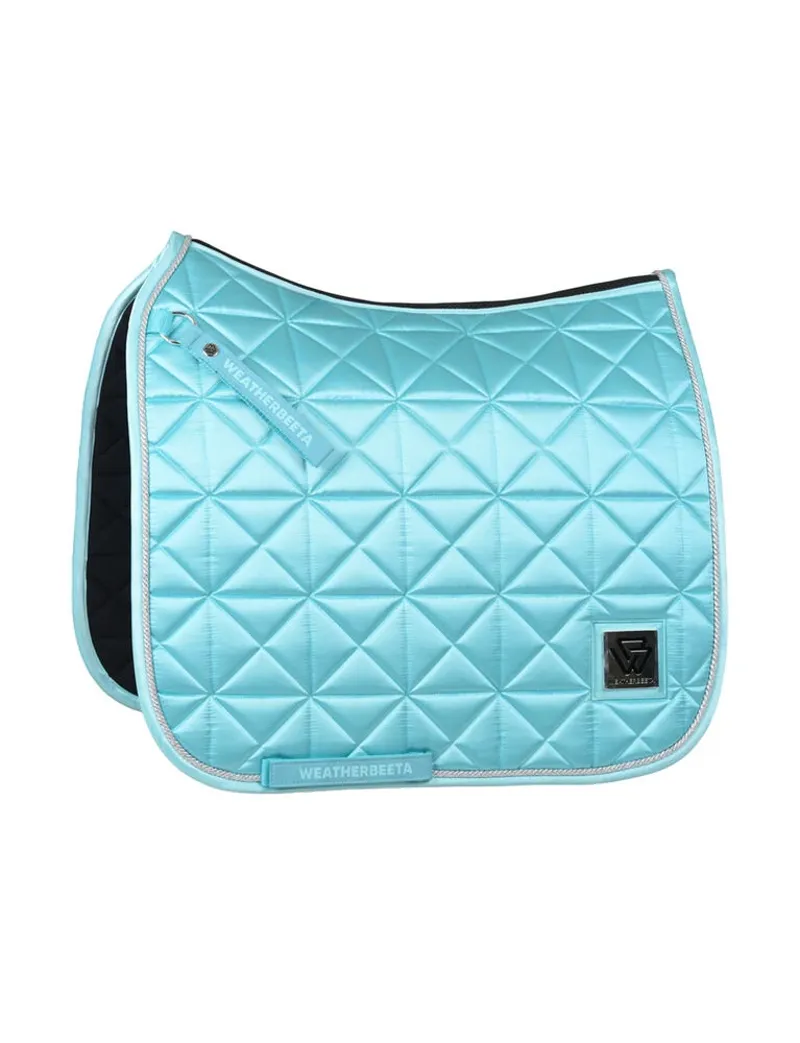 WeatherBeeta Satin Luxe Air-Tec Quilted Dressage Saddle Pad - Aqua