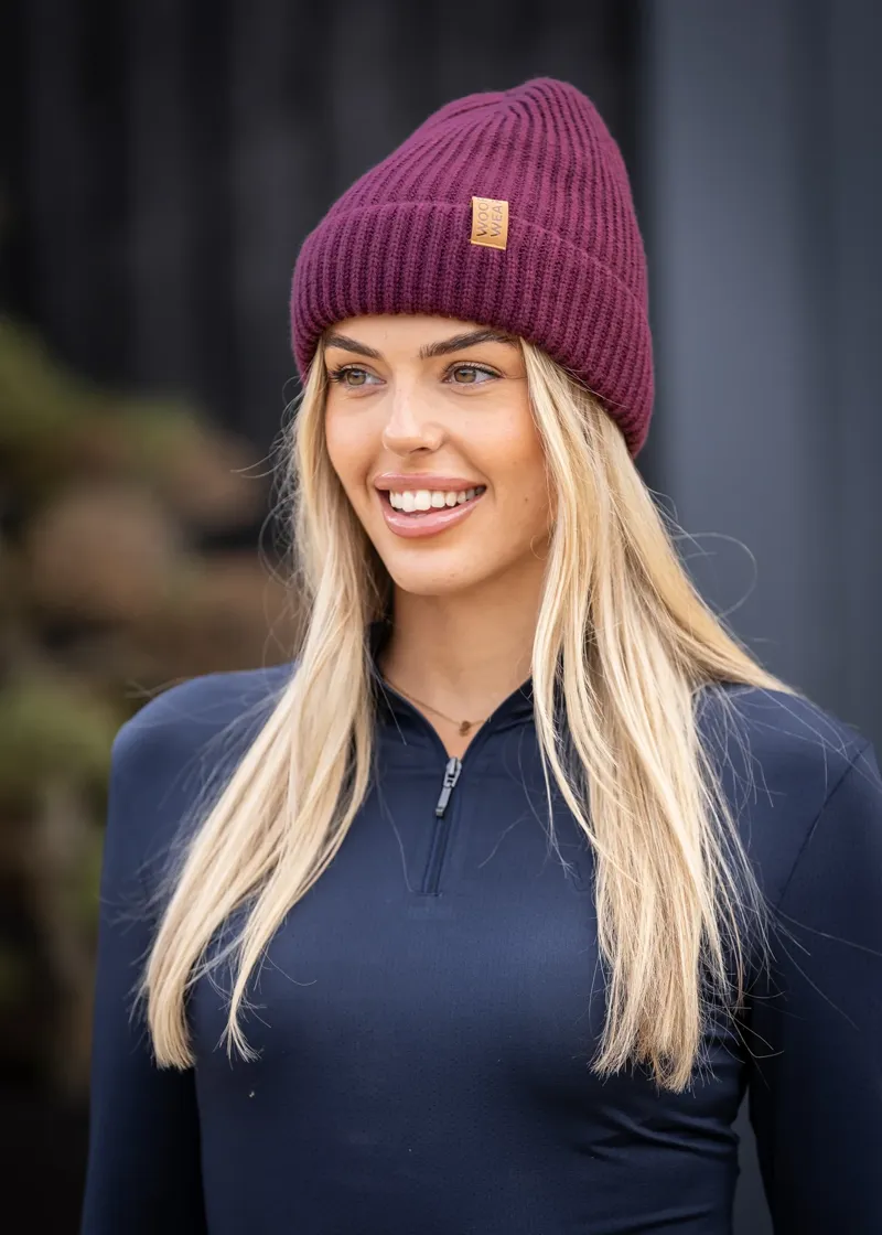Woof Wear Ribbed Beanie - Plum -1