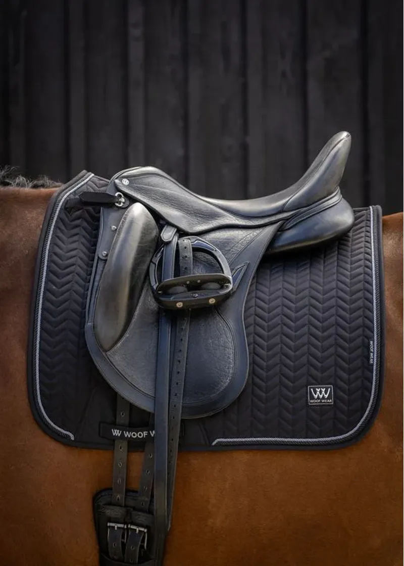 Woof Wear Herringbone Dressage Saddle Pad - Black-1