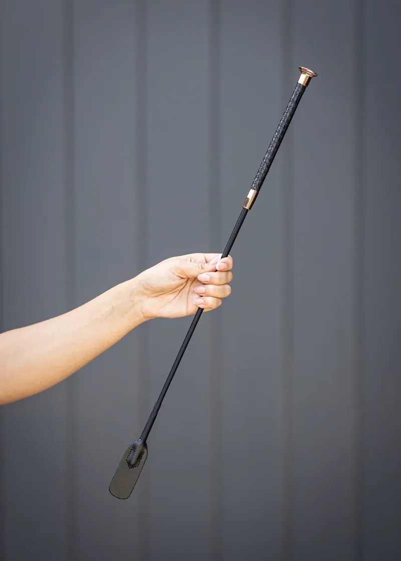 Woof Wear Reptile Riding Whip - Black/Rose Gold 60cm-1
