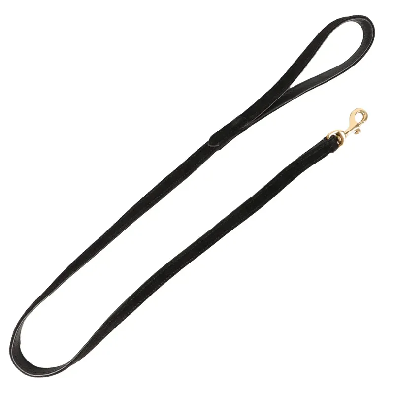 Benji and Flo Noble Suede Dog Lead - Black/Gold