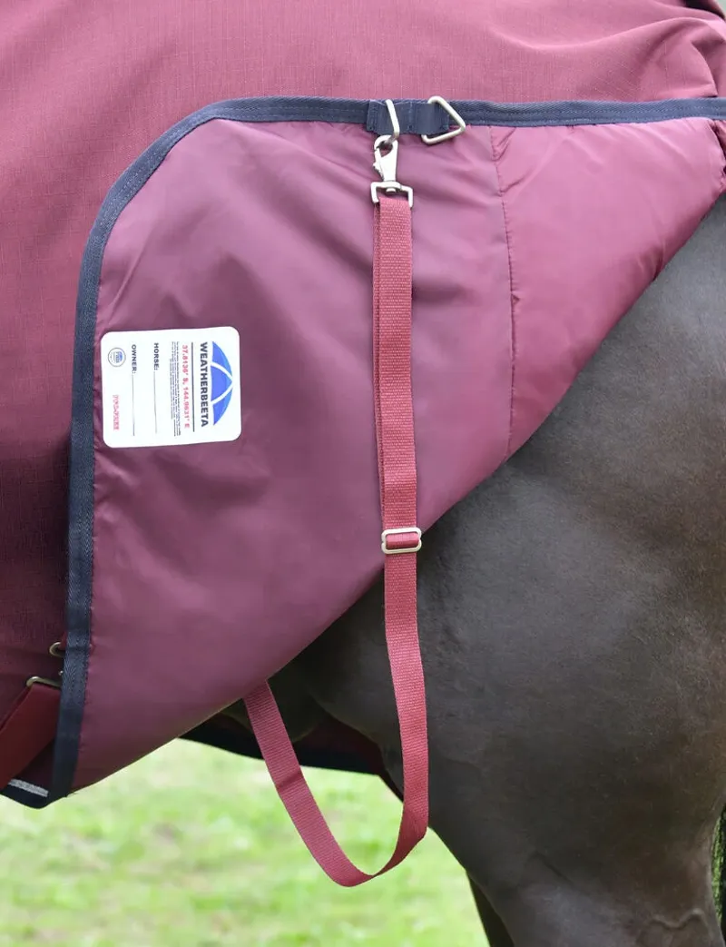 WeatherBeeta ComFiTec Essential 50g Turnout Combo Rug - Burgundy/Navy -7