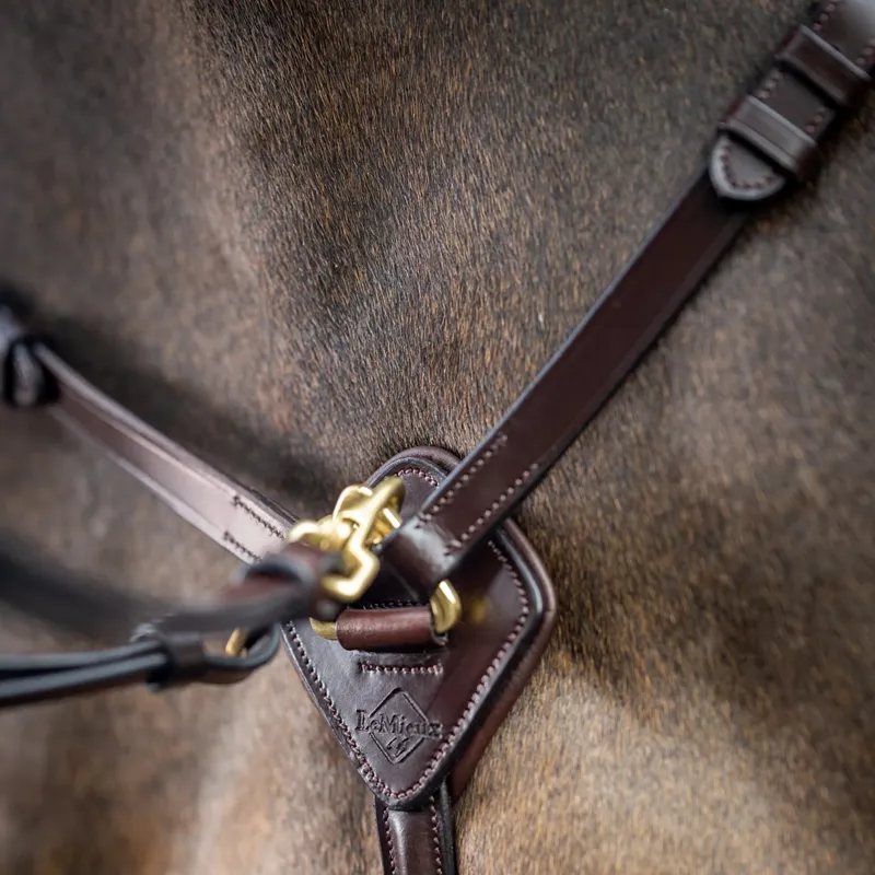 LeMieux Breastplate with Detachable Martingale - Havana/Brass-2