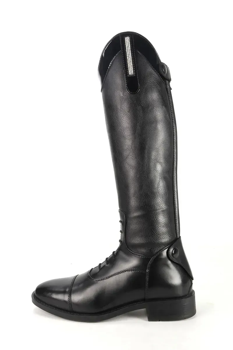 Brogini KB44 Como Piccino Childrens Riding Boots Patent Top Wide - Black-1