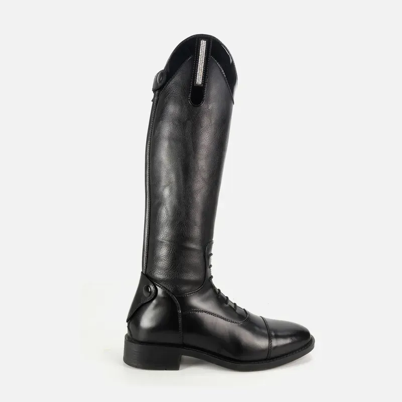 Brogini KB44 Como Piccino Patent Stripe Riding Boots Wide - Black