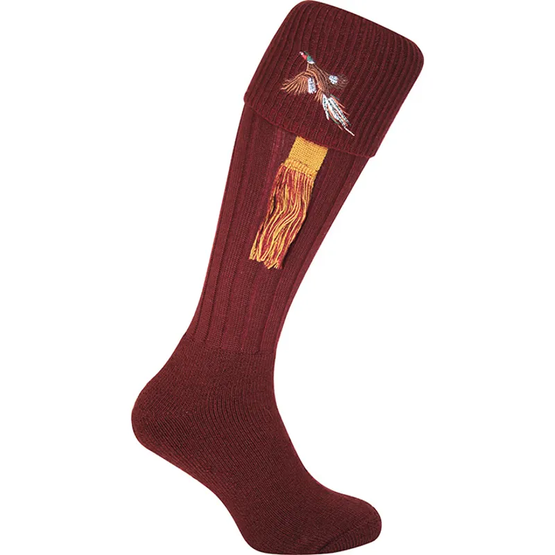 Jack Pyke Shooting Socks Pheasant - Burgundy 