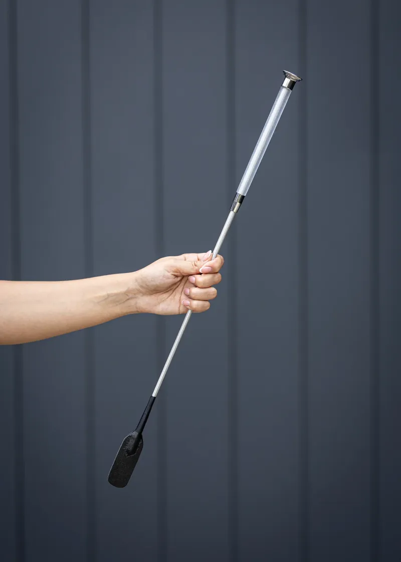 Woof Wear Gel Fusion Riding Whip - Brushed Steel 60cm-1