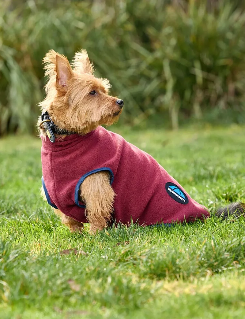WeatherBeeta ComFiTec Fleece Zip Dog Coat - Burgundy/Navy-1