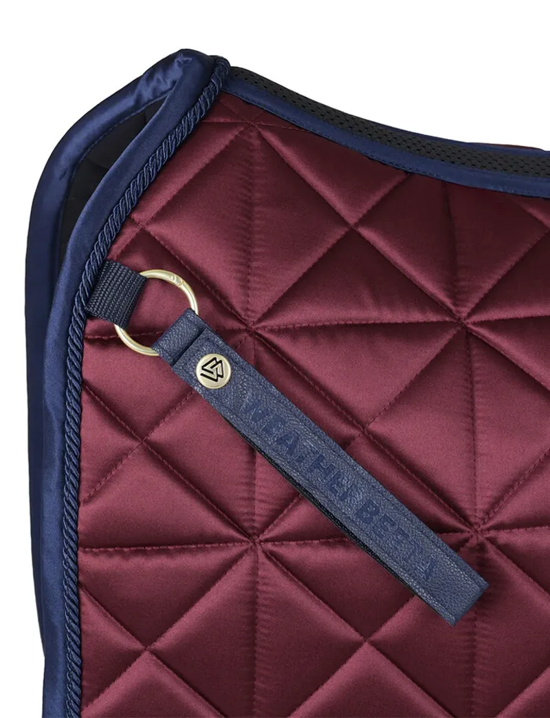 WeatherBeeta Satin Luxe Air-Tec Quilted Dressage Saddle Pad - Burgundy-2