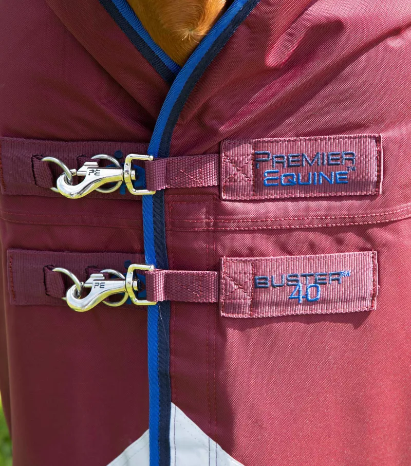 Premier Equine Buster 40g Turnout Rug with Classic Neck Cover - Burgundy-3