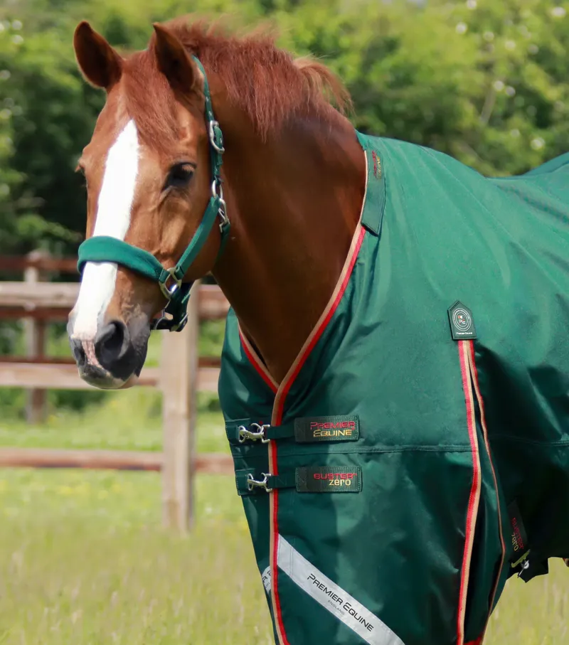 Premier Equine Buster Zero Turnout Rug with Neck Cover - Green-1