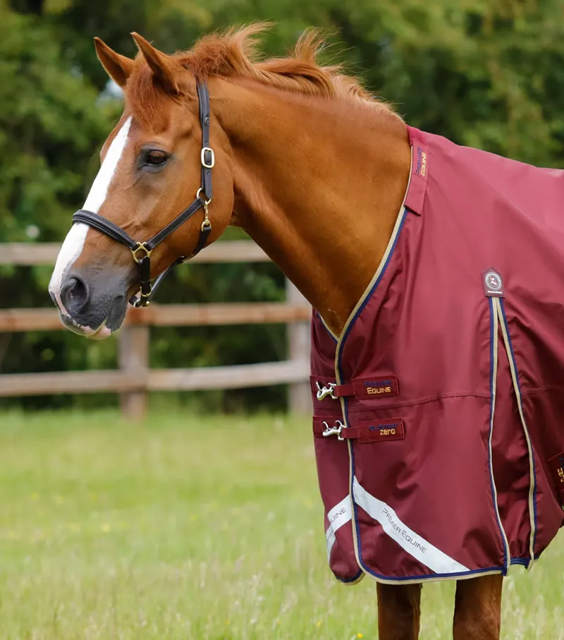 Premier Equine Buster Zero Turnout Rug with Neck Cover - Burgundy-1