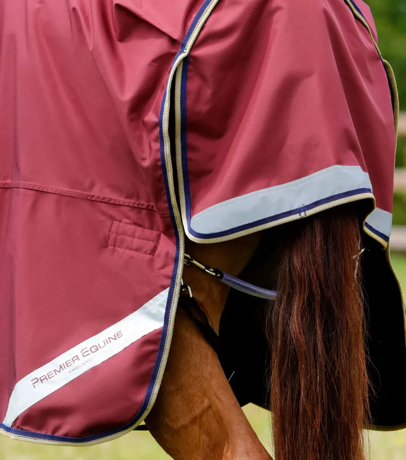 Premier Equine Buster Zero Turnout Rug with Neck Cover - Burgundy-4