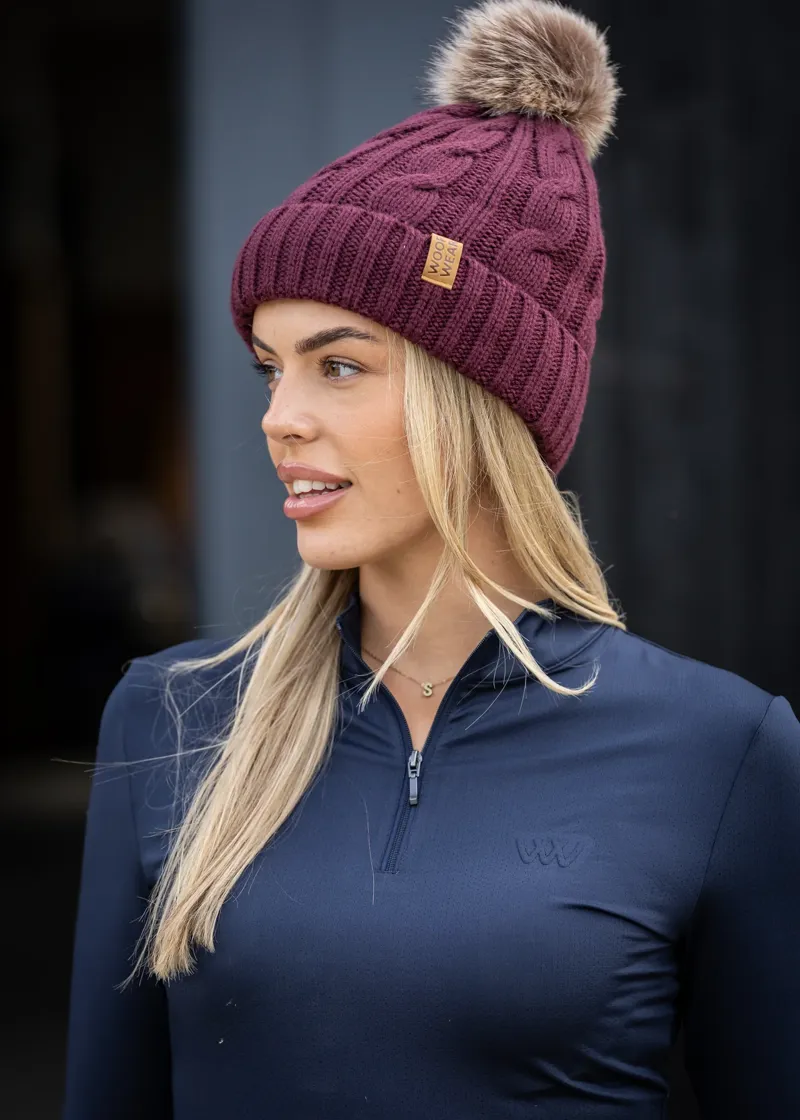 Woof Wear Cable Beanie Hat - Plum -1