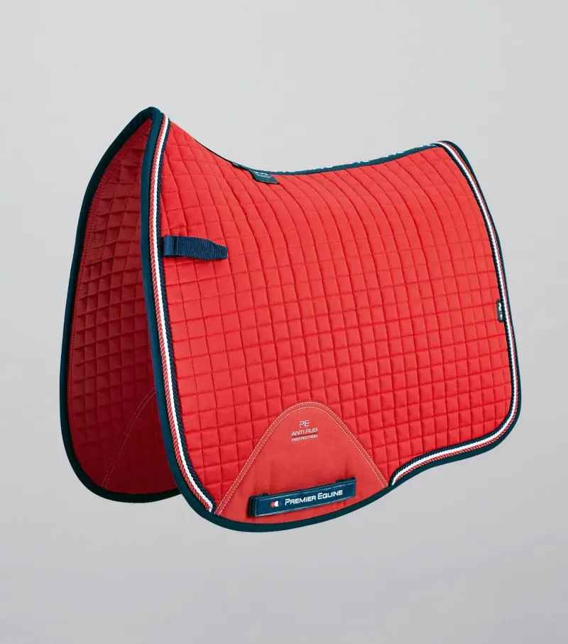 Premier Equine Close Contact European Cotton Saddle Pad - Dressage Square Red - Full