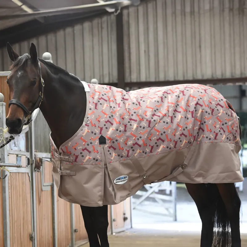 WeatherBeeta ComFiTec Essential 50g Lite Plus Turnout Rug - Dachshund Print-3