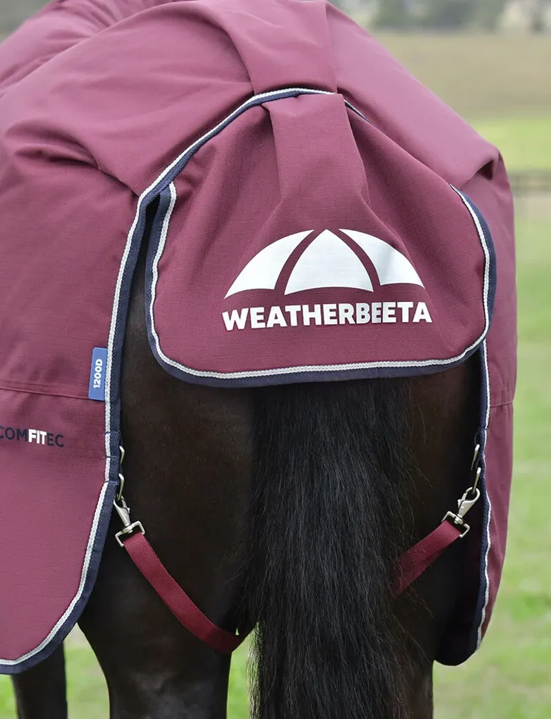 WeatherBeeta ComFiTec Essential 50g Turnout Detach-A-Neck - Burgundy/Navy-3