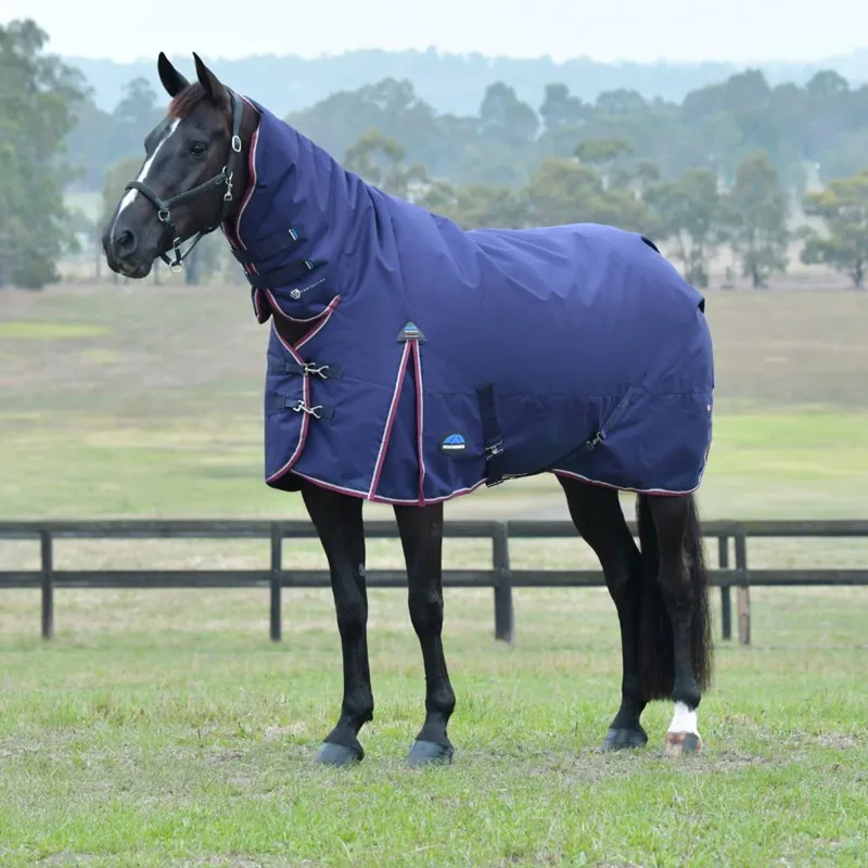 WeatherBeeta ComFiTec Essential 50g Turnout Combo Rug - Navy/Burgundy 