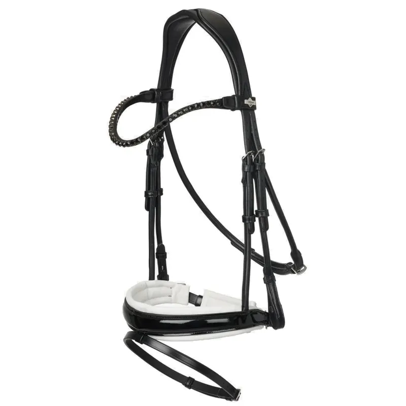 LeMieux Kudos Patent Dressage Bridle - Black/White