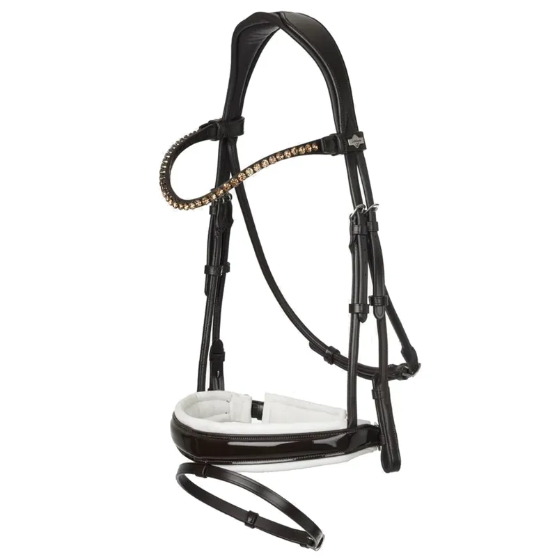 LeMieux Kudos Patent Dressage Bridle - Brown/White