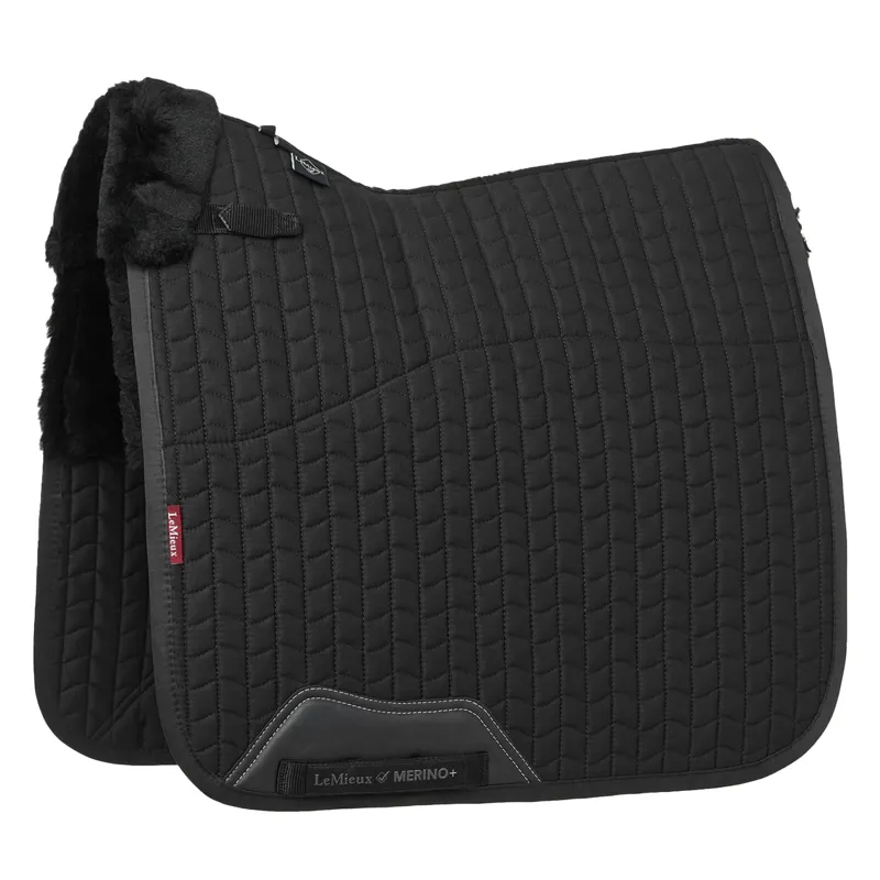 LeMieux Merino+ Half Lined Suede Dressage Square - Black/Black