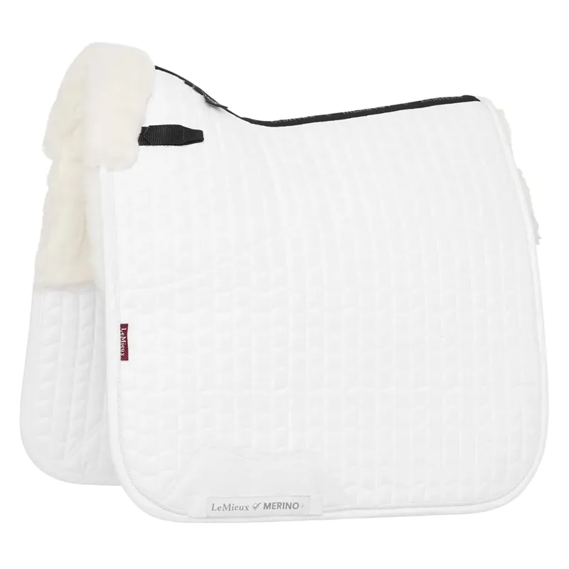 LeMieux Merino+ Half Lined Suede Dressage Square - White/White