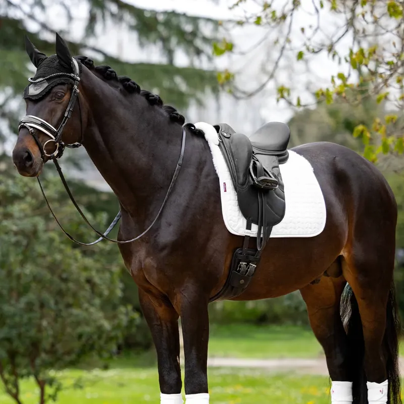 LeMieux Merino+ Half Lined Dressage Square - White/Natural-1