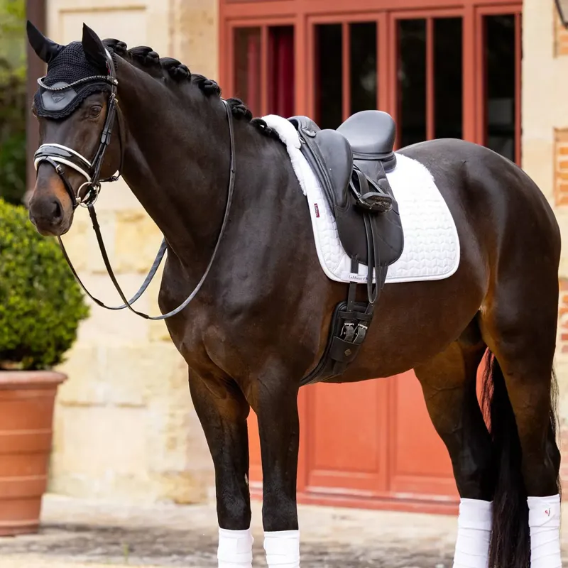 LeMieux Merino+ Half Lined Dressage Square - White/White-1