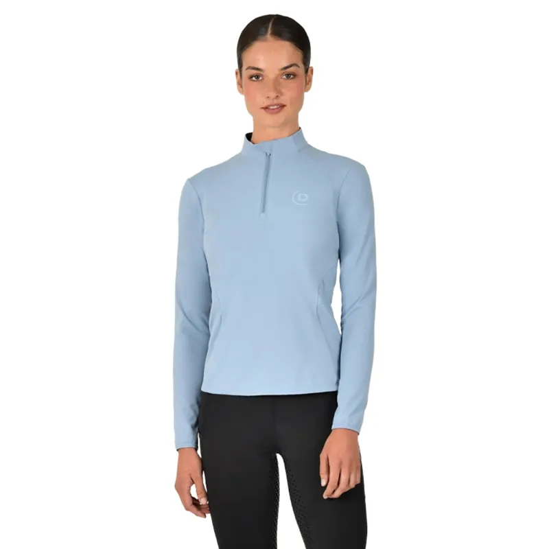 Dublin Brushed Fitted Ladies Base Layer Riding Top - Blue Fog