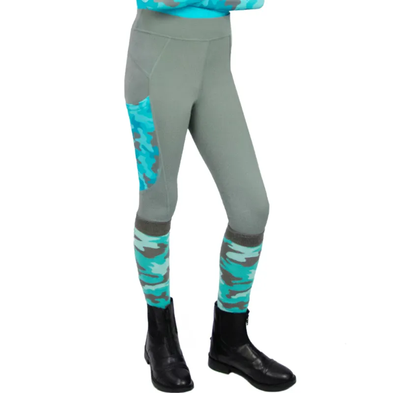 Hy Equestrian DynaForce Children's Riding Tights - Pacific/Grey