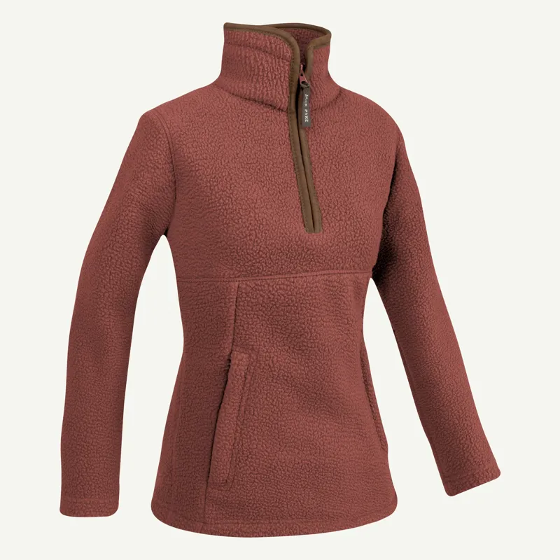 Jack Pyke Ladies Half Zip Sherpa Fleece Pullover - Burnt Copper-2