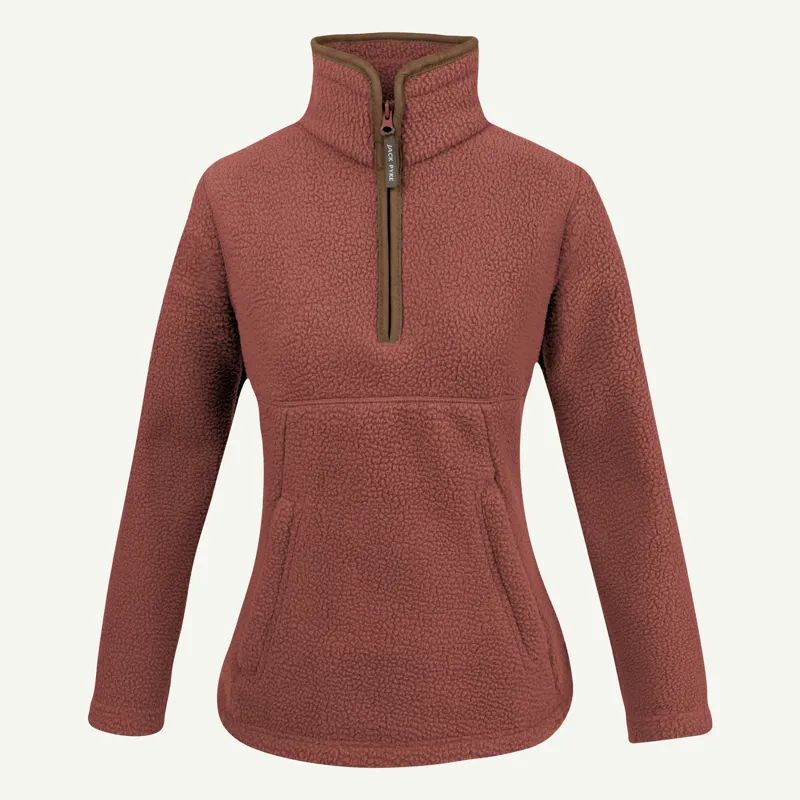 Jack Pyke Ladies Half Zip Sherpa Fleece Pullover - Burnt Copper