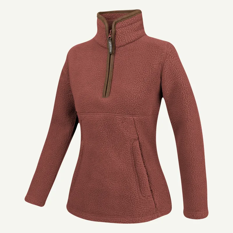 Jack Pyke Ladies Half Zip Sherpa Fleece Pullover - Burnt Copper-1