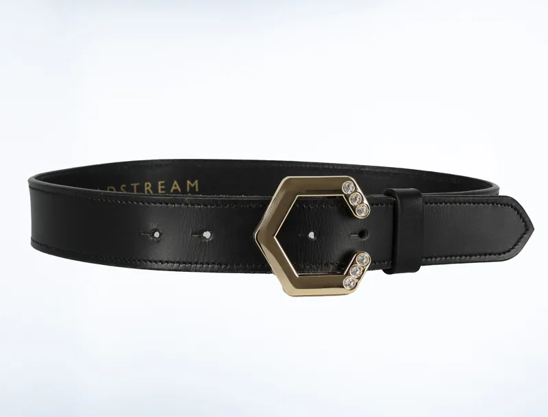 Coldstream Hutton Diamante Leather Belt - Black/Gold