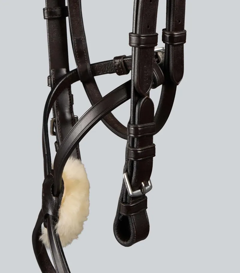 Premier Equine Exercise/Racing Bridle with Grackle Noseband - Dark Havana-5