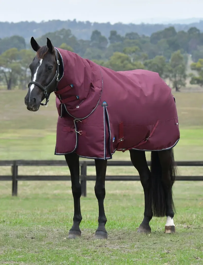 WeatherBeeta ComFiTec Essential 220G Turnout Rug Detach-A-Neck - Burgundy