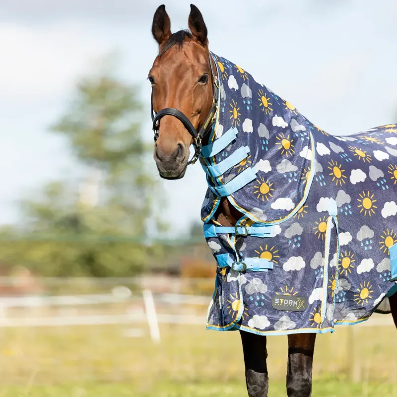 Hy StormX Original Come Rain or Shine Combi Fly Rug - Navy/Yellow-1