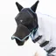 Hy Equestrian Mesh Full Mask with Ears and Nose - Black/Light Blue