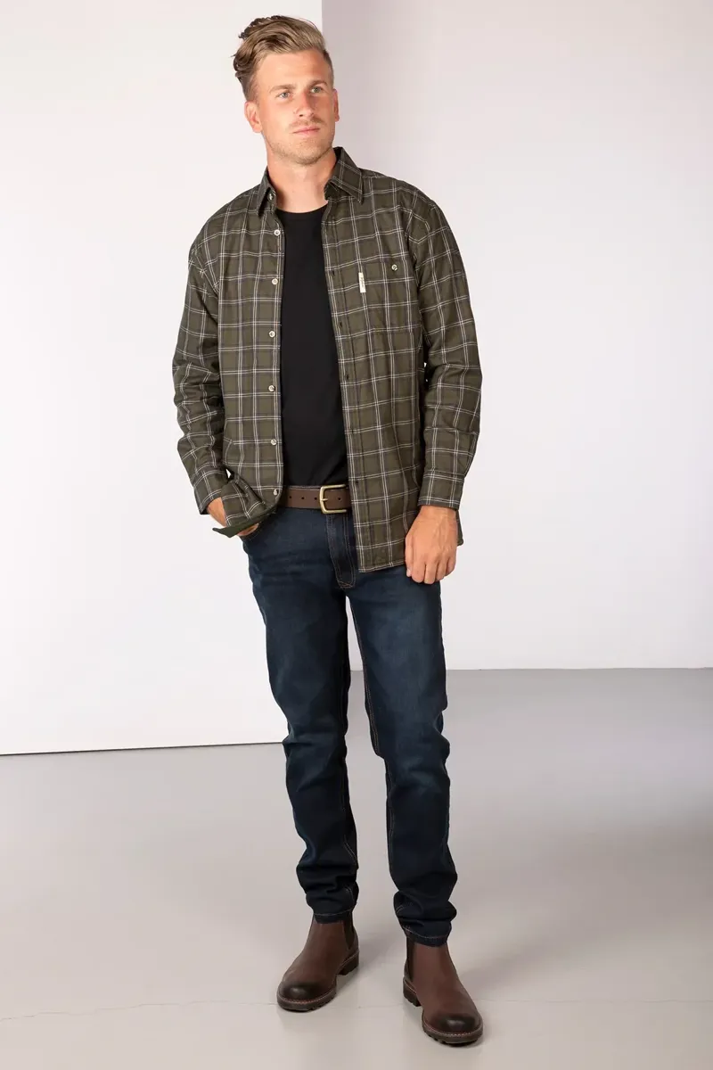 Rydale Men's Fleece Lined Shirt - Dark Olive-3