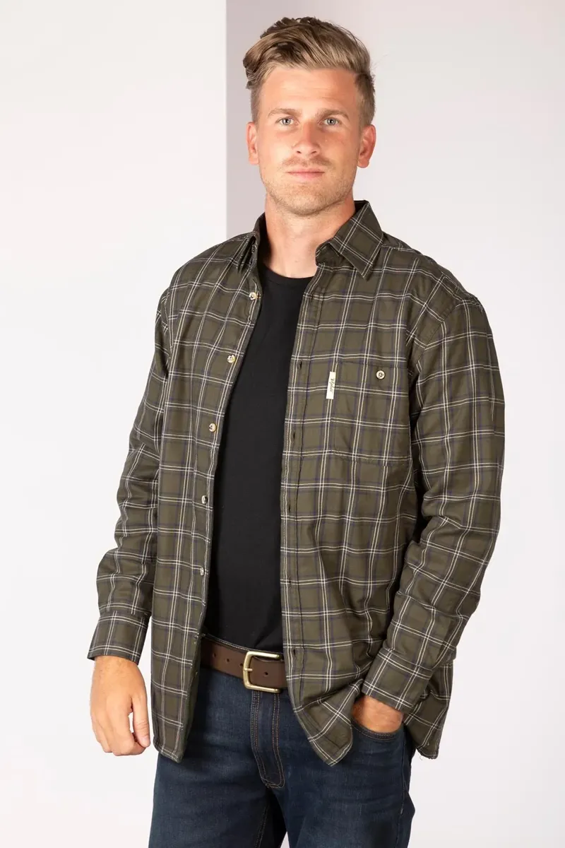 Rydale Men's Fleece Lined Shirt - Dark Olive-1
