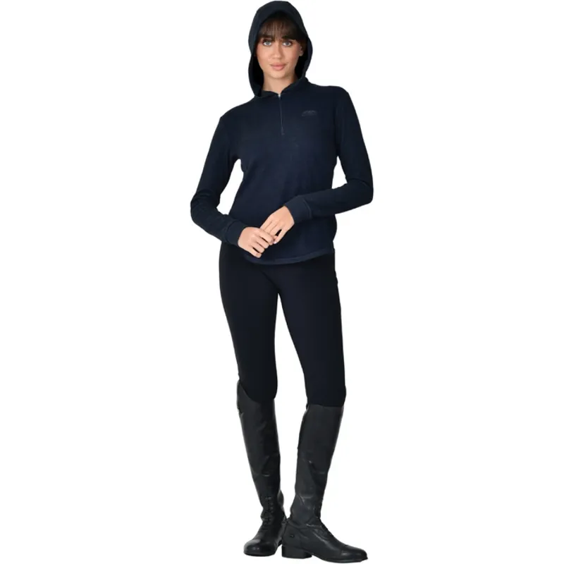 WeatherBeeta Ladies London Layer Long Sleeve Top With Hood - Dark Navy Marle -1