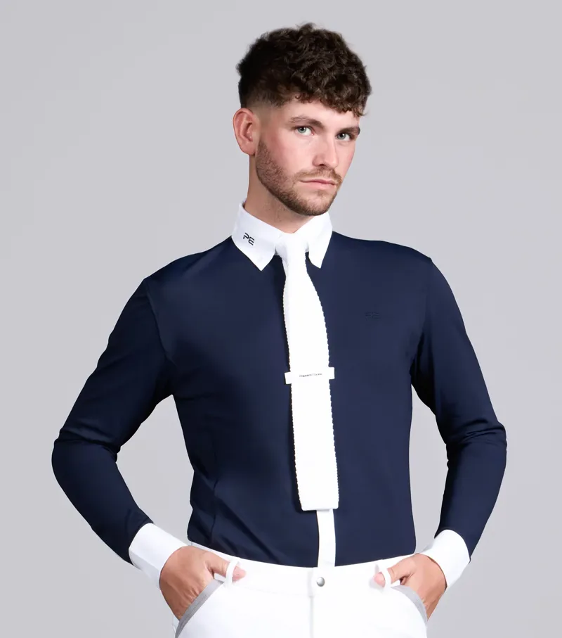 Premier Equine Men's Giulio Long Sleeve Show Shirt - Navy