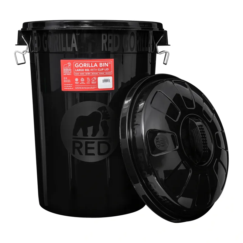Red Gorrilla 80L Bin With Lid - Black