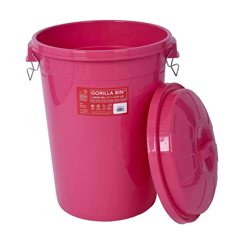 Red Gorrilla 80L Bin With Lid - Pink