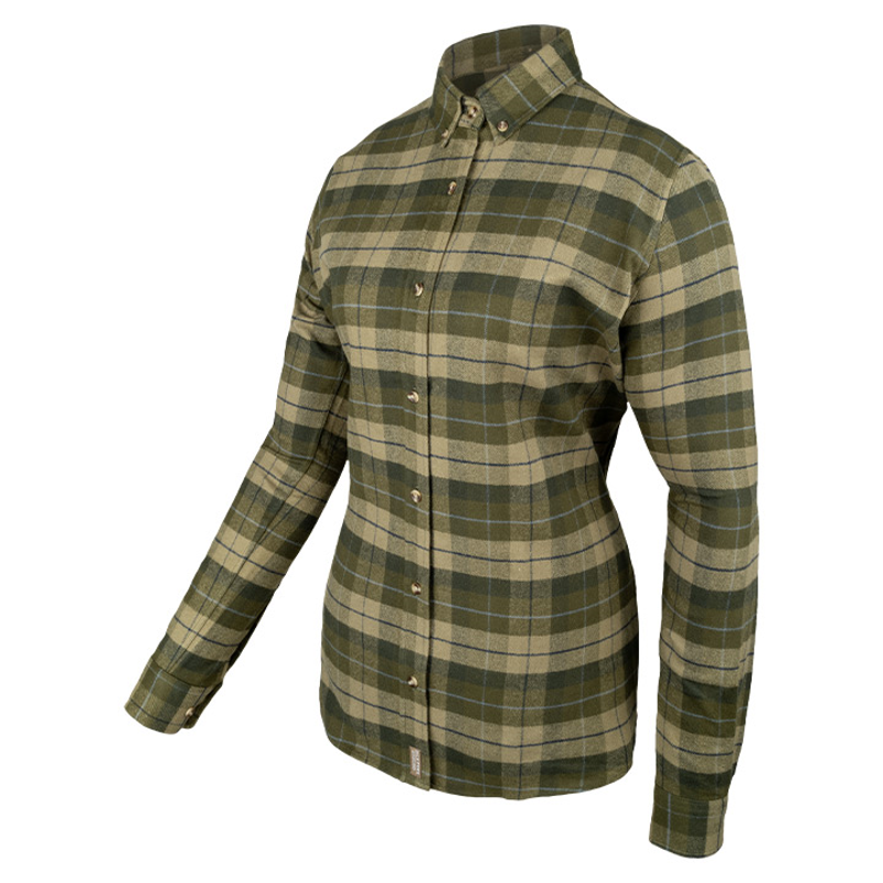 Jack Pyke Ladies Bleasdale Heavy Flannel Shirt - Green-1