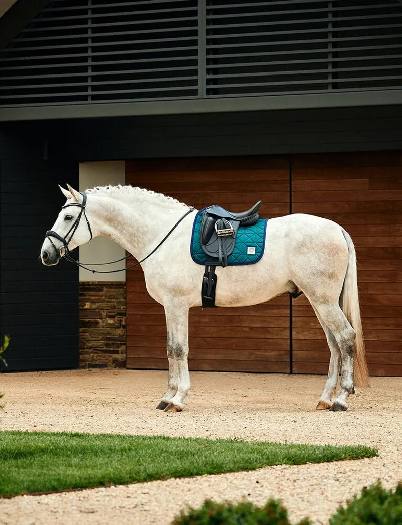 WeatherBeeta Satin Luxe Air-Tec Quilted Dressage Saddle Pad - Forest Green-1